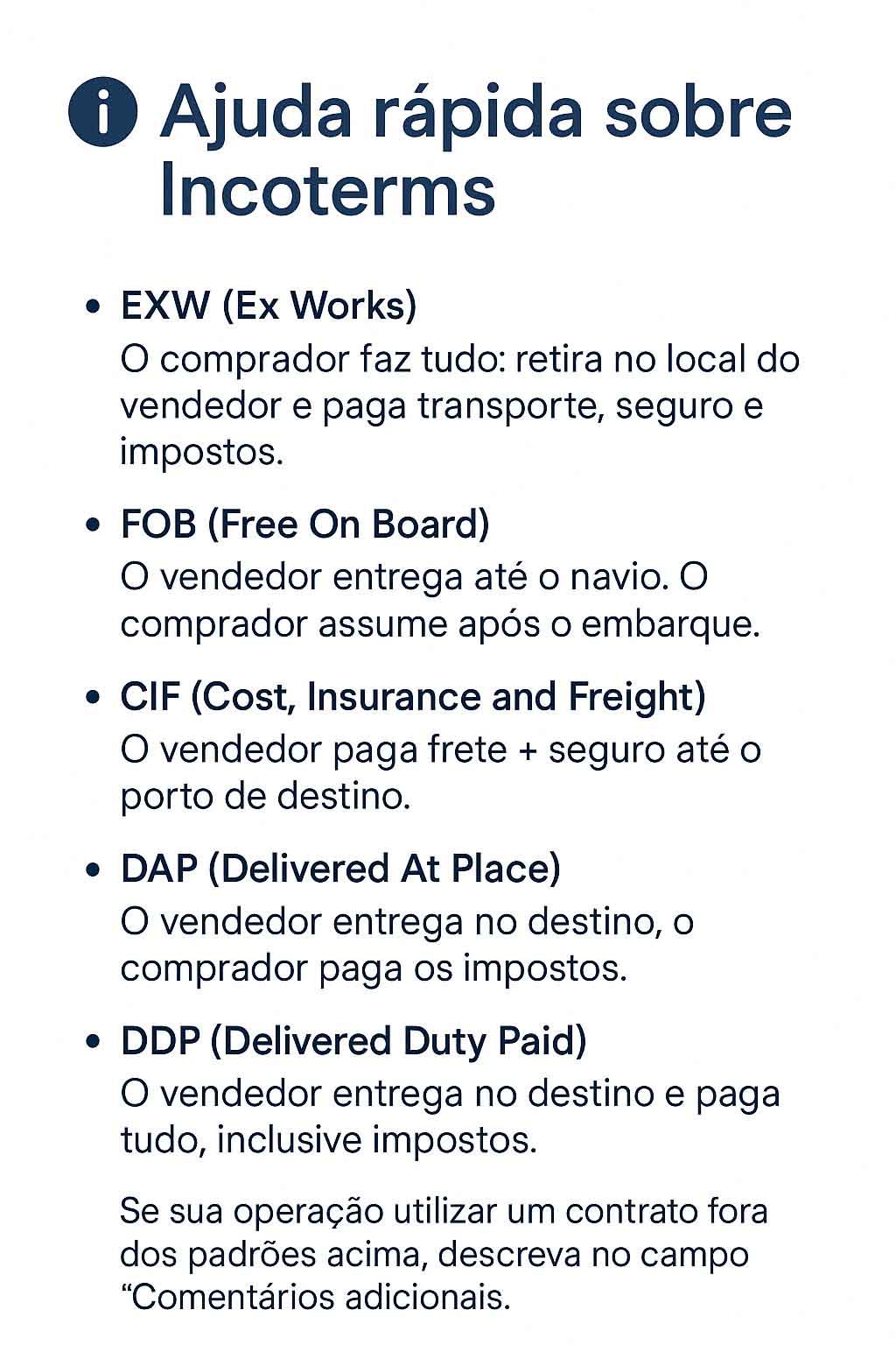 Ajuda Incoterms